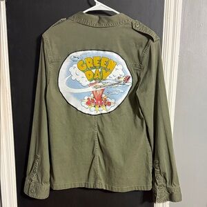 Upcycled Green Day Dookie Military Utility Outdoor Jacket Size: XL